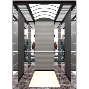 Mirror surface stainless steel arched etching parquet lighting family passenger elevator cabin lift